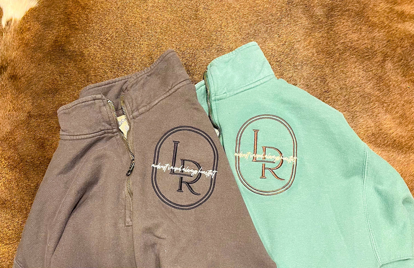 Embroidered Grey Adult Quarter Zip | Laree Ranch