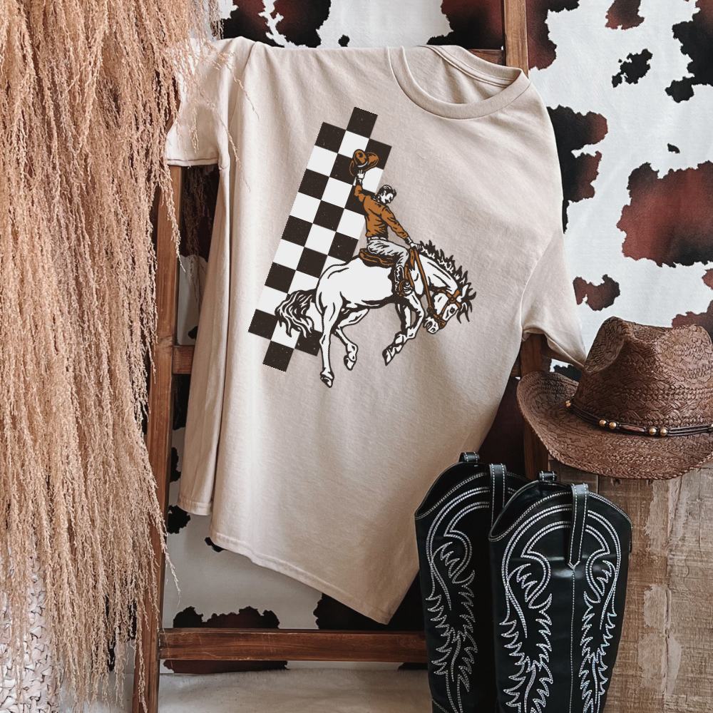 Checkered Bronc Adult Tee | Laree Ranch