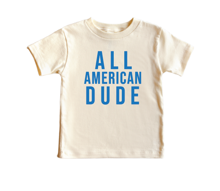All American Dude - Natural/White Kids Tee
