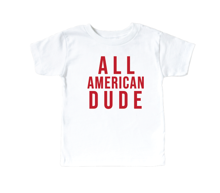 All American Dude - Natural/White Kids Tee
