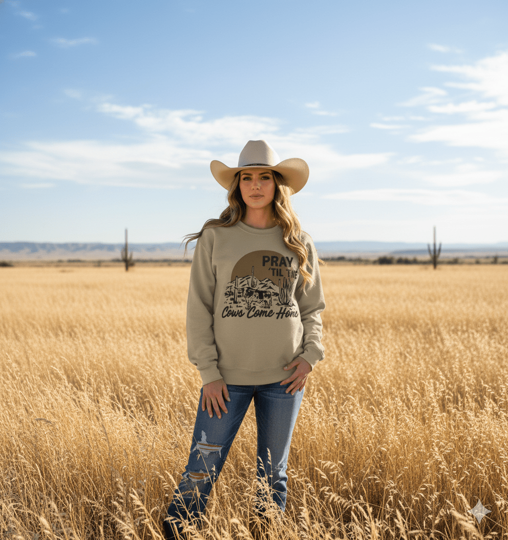 Pray Til The Cows Come Home Graphic Sweatshirt