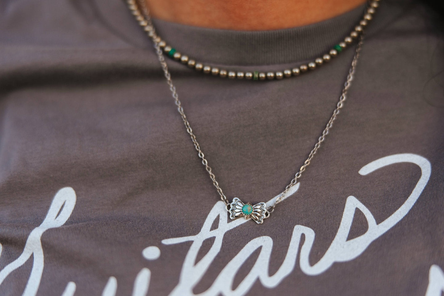 Turquoise Butterfly Concho Chain Necklace