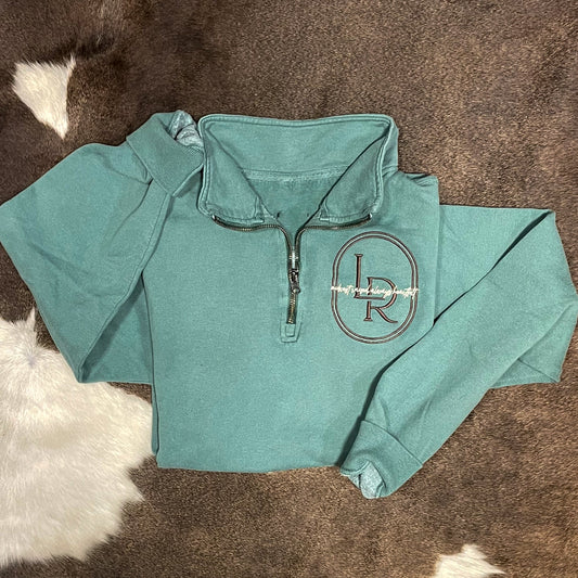 Embroidered Teal Adult Quarter Zip | Laree Ranch