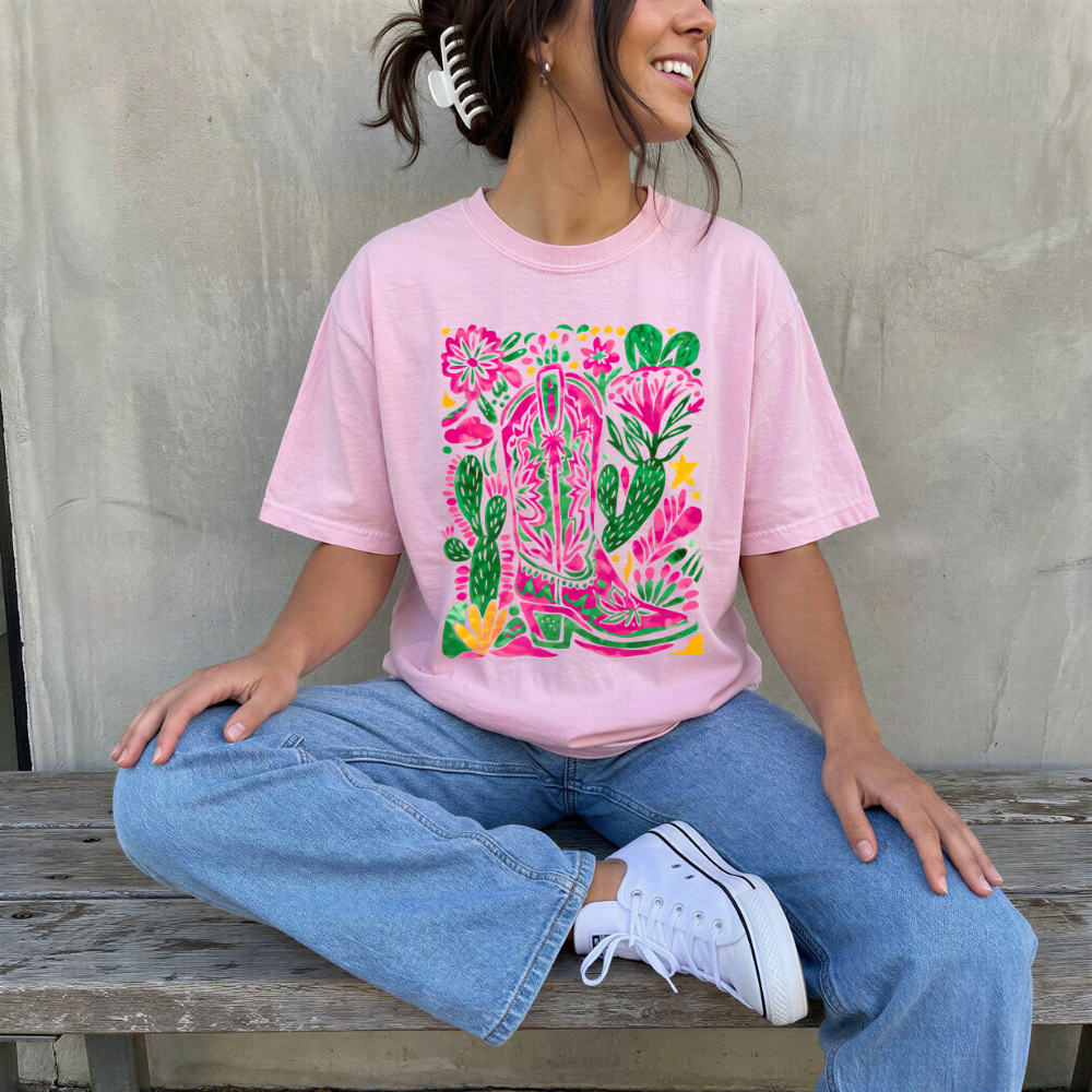 Floral Cowboy Boot Tee | Laree Ranch