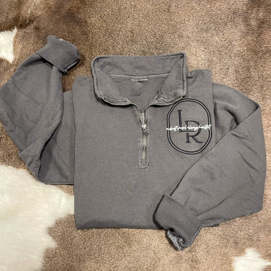 Embroidered Grey Adult Quarter Zip | Laree Ranch