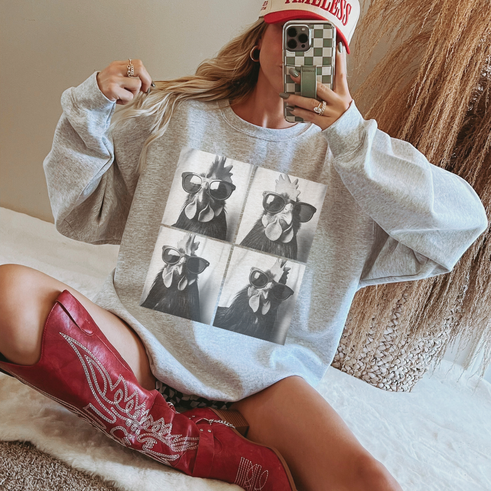 Funny Chicken Photo Adult Sweatshirt | Laree Ranch