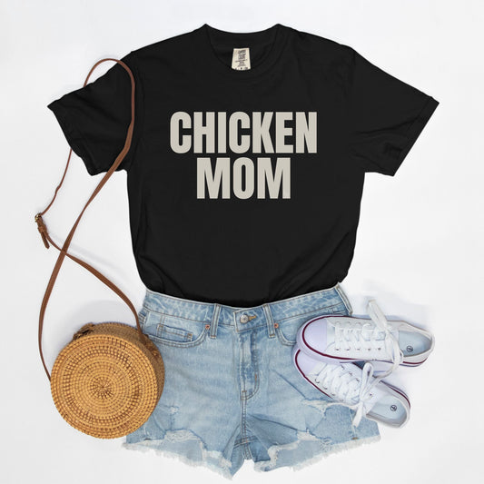 Chicken Mom Black Comfort Colors Tee