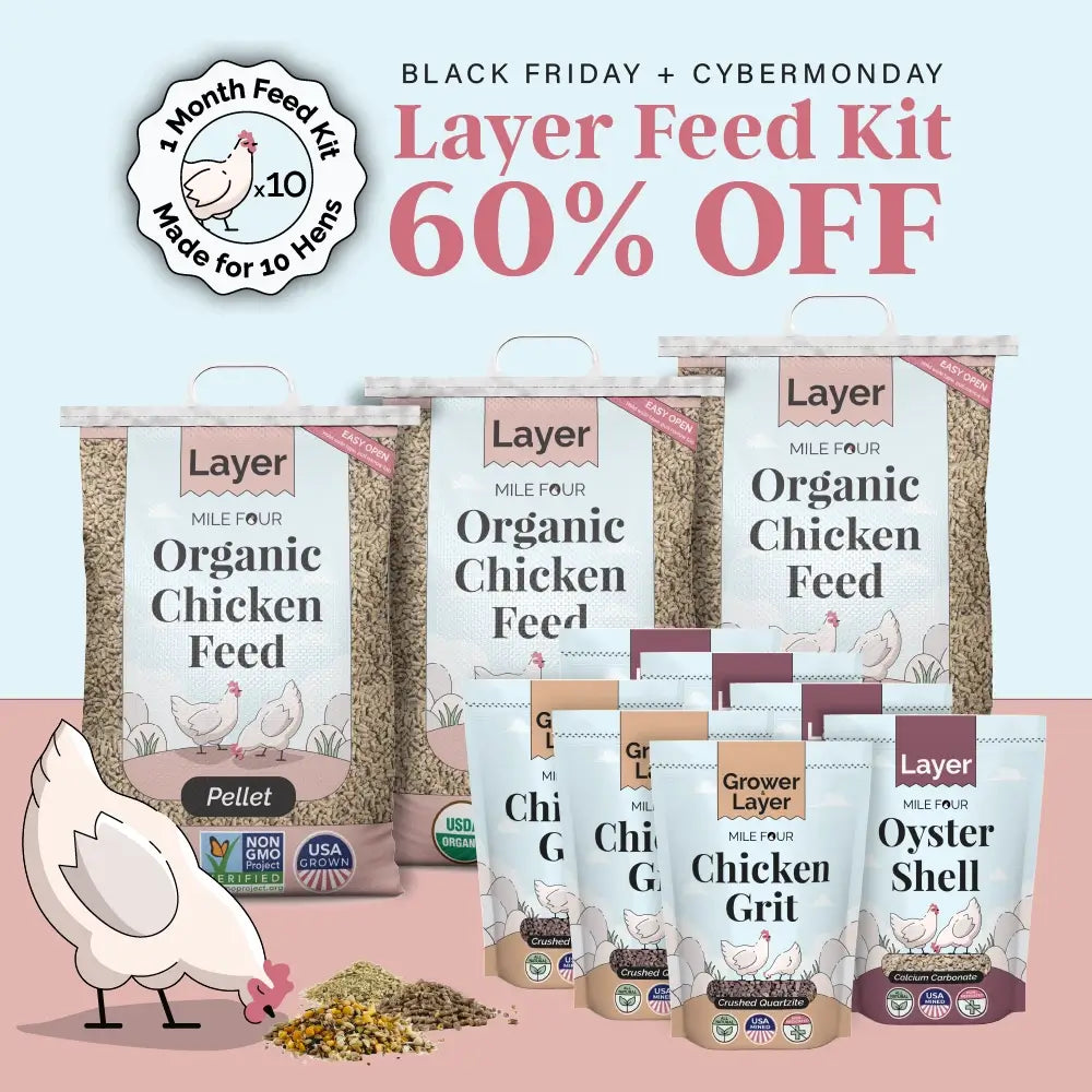 Layer Bundle | 1 Month of Organic Feed, Scratch, Grit & Oyster Shell for 6 Layers