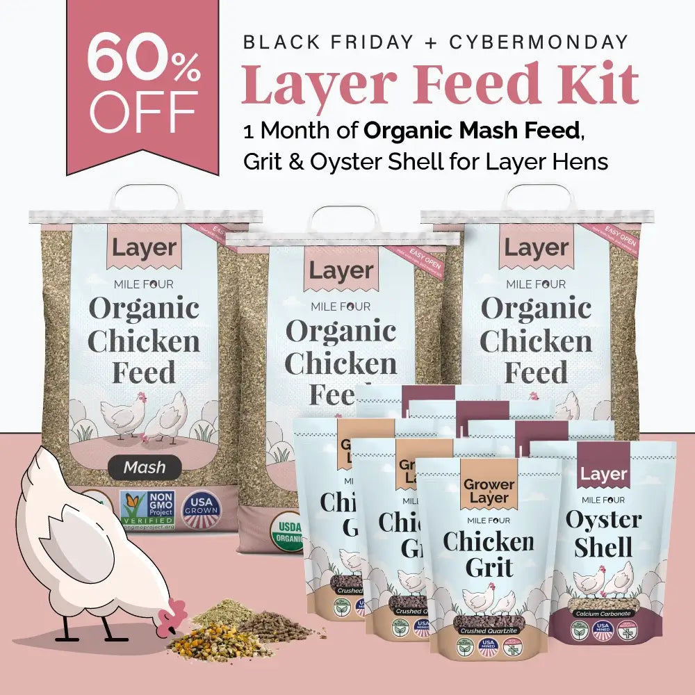 Layer Bundle | 1 Month of Organic Feed, Scratch, Grit & Oyster Shell for 6 Layers
