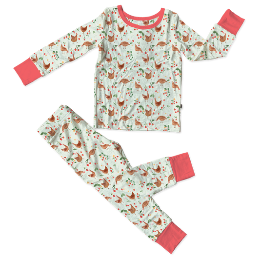 Evalyn Chickens Bamboo 2-Piece Long Sleeve Set (Pre-Order)