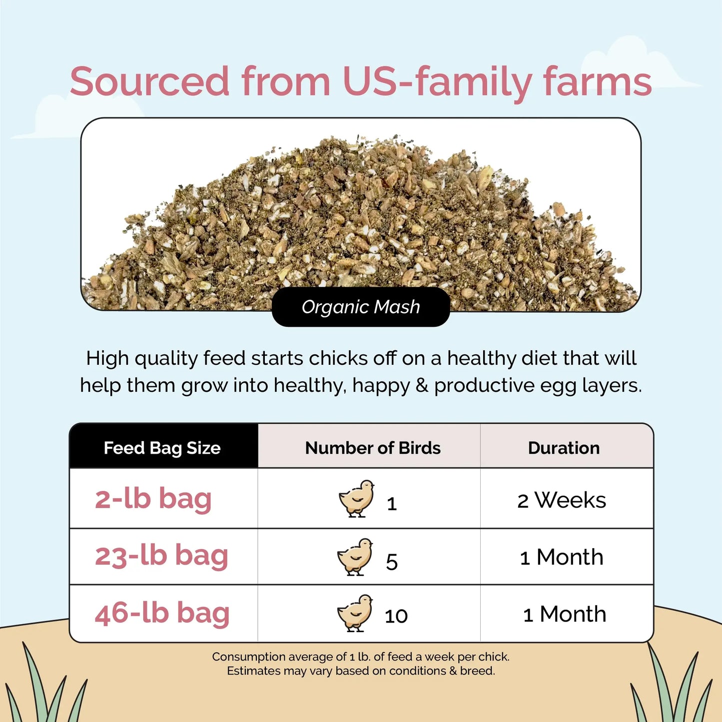 Starter Bundle | 8 Weeks of Organic Feed & Grit for 6 Chicks