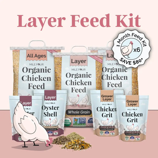Layer Bundle | 1 Month of Organic Feed, Scratch, Grit & Oyster Shell for 6 Layers
