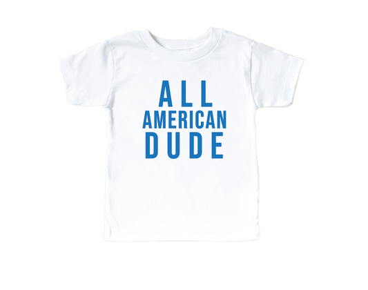 All American Dude - Natural/White Kids Tee
