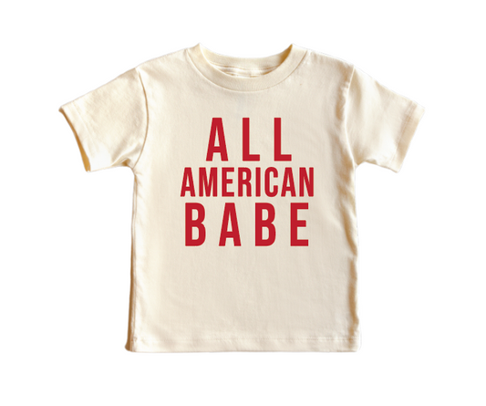 All American Babe - Natural/White Kids Tee