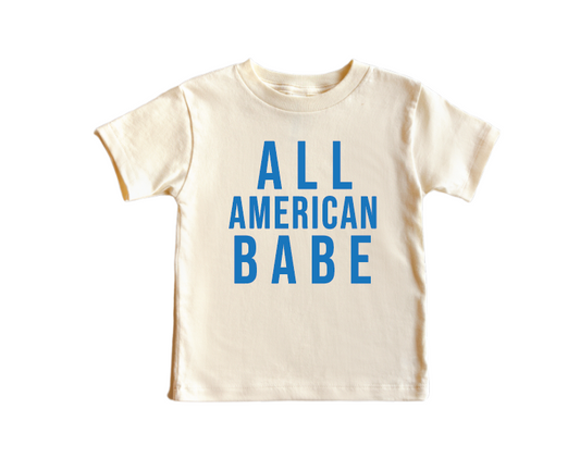 All American Babe - Natural/White Kids Tee