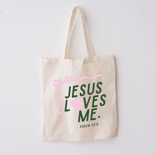 "Jesus Loves Me" Ribbon Market Tote