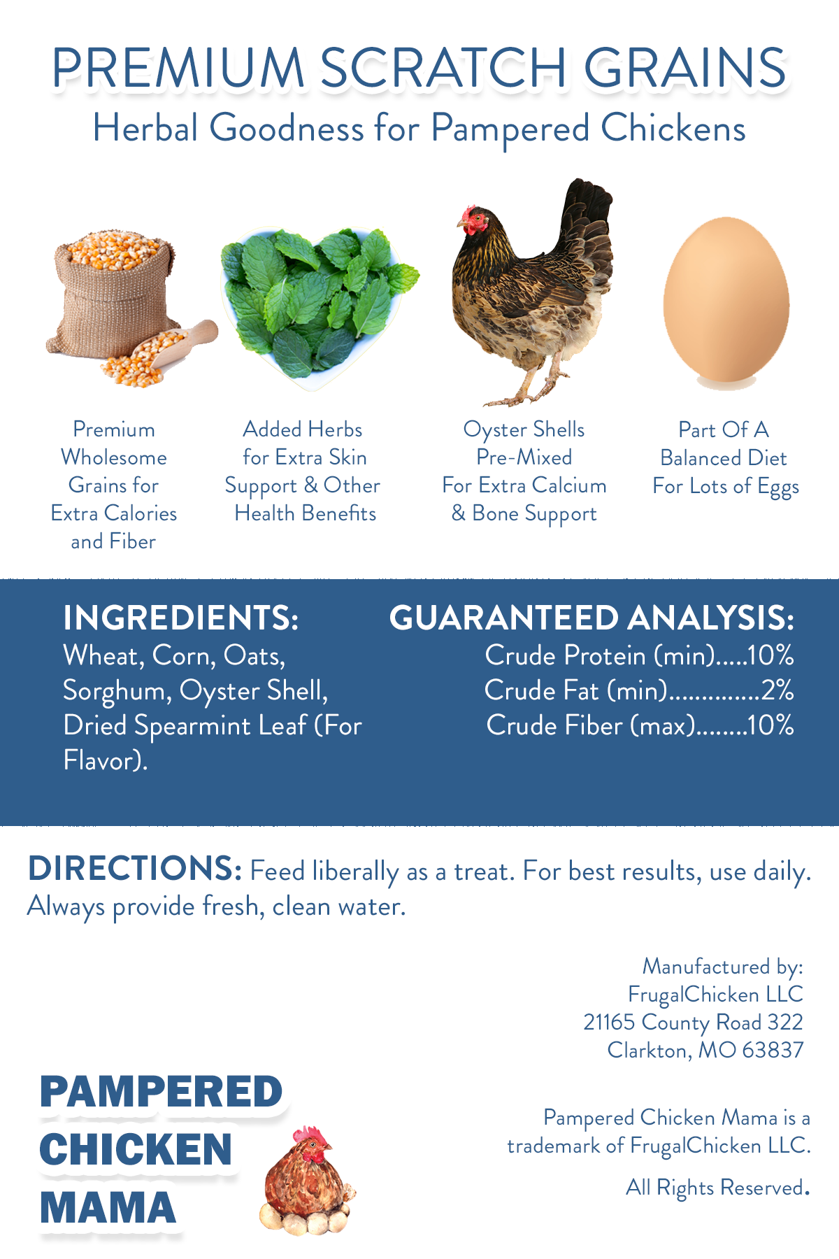 Non-GMO Premium Chicken Scratch With Herbs To Encourage Positive Behaviors